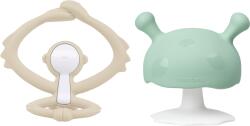 Mombella Mombella, Mushroom + Monkey, set de jucarii gingivale, Sand/Sage Green