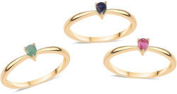  Arannyal Bevont Ezüst Szett Thai Rubinnal és Brazil Smaragddal ( Gyűrű ), ROS677/62