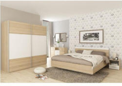 Tempo Hálószoba garnitúra (ágy 180x200 cm), tölgy sonoma/fehér, GABRIELA NEW
