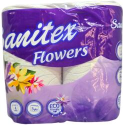  SANITEX тоалетна хартия, 3 пласта, 4 броя х 65гр, Flowers