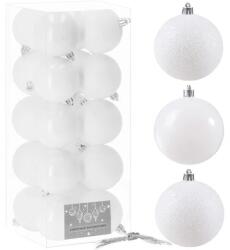 SPRINGOS Karácsonyfadísz - 20 db Fehér Gömb - 8 cm (CA0088)