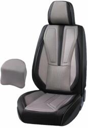  Univerzális autósüléshuzat-szett, fekete ecobőr szürke textillel, elöl-hátul