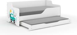  LILU gyerekágy laminált fronttal 160x80cm matraccal és ágyazható ágyneműtartóval benne 140x70 cm matraccal - autós