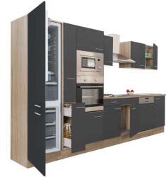 Leziter Yorki Konyhabútor - Sonoma Tölgy/Antracit - 370 cm (L370STAN-AF)