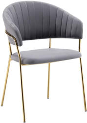 TEMPO KONDELA Design étkezőszék, szürkésbarna Velvet szövet/gold króm arany, DASMIN TYP 1 - pepita