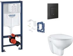 GROHE Rapid SL - Készlet fali beépítéshez, WC ülőke, SoftClose ülőke, Even gomb és bedobható tabletta készlet, phantom fekete SANI11BB5133 (SANI11BB5133)