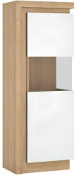 Tempo Vitrines szekrény LYOV01P, tölgy riviera/fehér extra magasfényű, LEONARDO