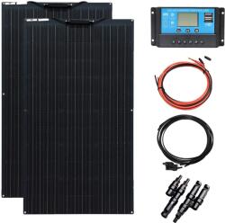  Rugalmas napelemkészlet, 100 W teljesítmény, monokristályos technológia, intelligens töltésvezérlő, 200W -os napelemkészlet