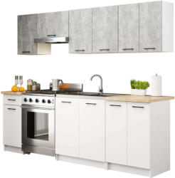 AKORD Konyhabútor szett olivia 2.4m beton fehér (SKZOLIDBETBIA)