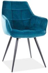 SIGNAL MEBLE Lilia Bársony Étkezőszék - Türkizkék - Fekete Váz (LILIAVCTU)