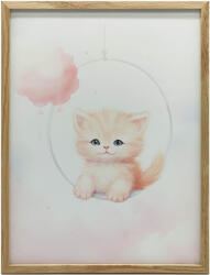  FALI PLAKÁT ÖRÖM MACSKA LENGŐ TÖLGY KERETEN 70x100 CM