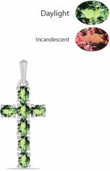  Kereszt Ezüst Medál Természetes Alexandrittal, Y61986