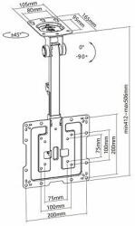 Multibrackets MB-3090 Mennyezeti TV Konzol - 23" -55" , 20kg