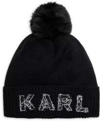 Karl Lagerfeld női téli sapka Pom Pom - fekete