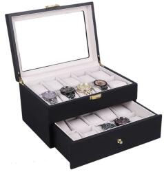 Pufo Fadoboz 20 óra tárolására és rendszerezésére, Pufo Premium modell többszintes fiókos, fekete