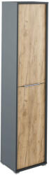 TEMPO KONDELA Magas szekrény polcokkal, grafit/tölgyfa artisan, RIOMA NEW TYP 06