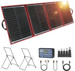  Hordozható összecsukható napelem, nagy teljesítményű, kompakt kialakítás, 195 W-os készlet és konzol