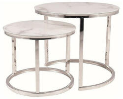 Signal Atlanta II Márvány Hatású Üveg Dohányzóasztal Szett Króm Vázzal (ATLANTABIIBCH)