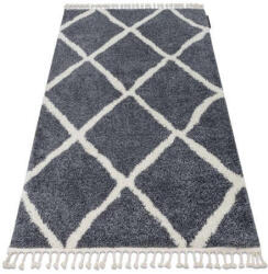 Berber Kab. Szőnyeg BERBER CROSS B5950 szürke / fehér Rojt shaggy 140x190 cm