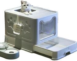  Macska alom tálca, elülső bejárati kialakítás, összecsukható kapucnis fiókkal, SZÜRKE