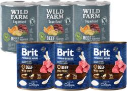 Brit Brit Premium by Nature marhahús gyomorral 3x800g + WILD FARM Superfood marhahús 3x800g