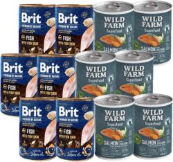 Brit Brit Premium by Nature Hal és halbőr 6x400g + Wild Farm Superfood Lazac 6x400g