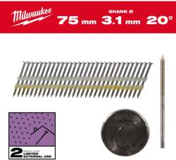 Milwaukee kerekfejű galvanizált szerekezetépítő szeg 20° 3, 1x75mm SC2 1750 db/csomag (4932492592) (4932492592)