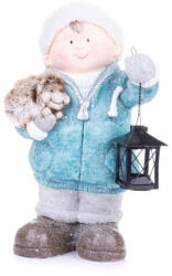MagicHome MagicHome karácsonyi dekoráció, fiú lámpással és sündisznóval, kerámia, 23 x 20 x 39, 5 cm, fehér (TC8090944)