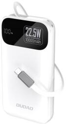 Dudao K31 10000 mAh 22, 5W PD Powerbank beépített kábellel - Fehér (K31-White)