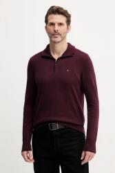 Tommy Hilfiger pamut pulóver könnyű, fekete, félgarbó nyakú, MW0MW37331 - burgundia XL