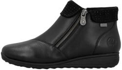 RIEKER Ghete dama, Rieker, 47252-00-Negru, casual, piele naturala, impermeabil, imblanite, cu talpa joasa, negru (Marime: 40)