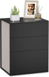 VASAGLE Modern Minimál Éjjeliszekrény 3 Fiókos Fekete-Cappuccino (EUZ-LET778B01) - prodis