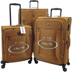 Touareg három részes mustár négykerekű bőröndszett AIR6932-3db Mustár - minosegitaska