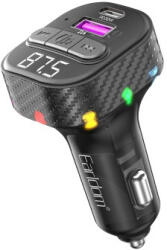Earldom Et-m108 Szivargyújtós (autós) Töltővég (usb - Type-c) + Fm Transmitter Fekete