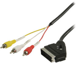 Nedis Scart - 3x RCA kábel - 1 m (CVGP31130BK10)