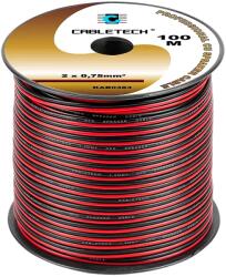 Cabletech Réz hangszórókábel piros-fekete 2x0, 75mm2 /méter (KAB0383)