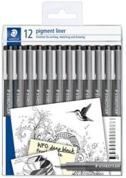 STAEDTLER Tusfilc készlet, 12 különböző vonalvastagság, STAEDTLER "Pigment Liner 308", fekete (TS3089TB12) - tintasziget