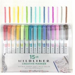 Zebra Szövegkiemelő készlet, 1, 4/4 mm, kétvégű, ZEBRA "Mildliner Highlighter", 15 különböző szín (TZ78115) - tintasziget