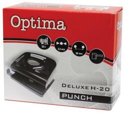 Optima Lyukasztó OPTIMA H-20 2 lyukú fém 20 lap fekete (22161) - tonerpiac