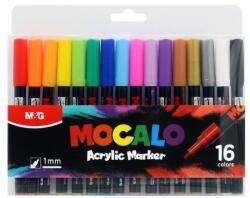 M&G MOCALO akril marker, 1 mm-es hegygel (16 színű készlet)