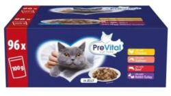PreVital GigaBox alutasakos macskaeledel Csirke, lazac, marha, nyúl és pulyka ízesítéssel 96x100g