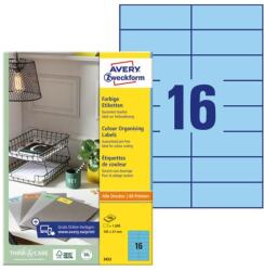 AVERY Etikett AVERY 3453 105x37mm univerzális kék 1600 címke/doboz 100 ív/doboz (3453) - nyomtassingyen