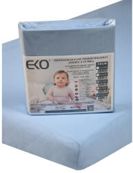 EKO Vízálló Gumis Jersey Lepedő Kék 120x60cm - Puha, Légáteresztő és Nedvességálló Pamut Lepedő Kiságyhoz