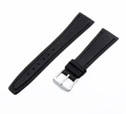  Karórai bőrszíj, fekete ezüst, 75+115 mm/20 mm (6530-0)
