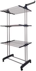  Gurulós összecsukható fém 3 szintes ruhaszárító, szürke (KX3986) Ruhaszárító