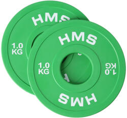 HMS Olimpiai tárcsák gumiborítással HMS CBRS 2*1 KG fehér|zöld Súlytárcsa