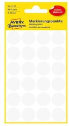 AVERY Etikett címke, o18mm, jelölésre, 24 címke/ív, 4 ív/doboz, Avery fehér (3170) - nyomtassingyen