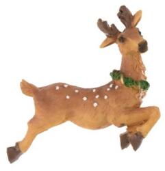  Dekoráció szarvas öntapadós, poly, 7, 4x6, 8x1, 5cm, barna, /zöld (LR21B-0171)