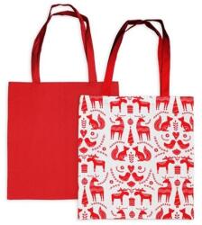  Vászontáska Szarvasokkal textil 40x42cm piros, fehér 1db (8595556485583)