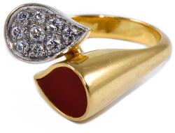 Ékszershop Gyémánt és karneol köves sárga arany gyűrű (1306835)